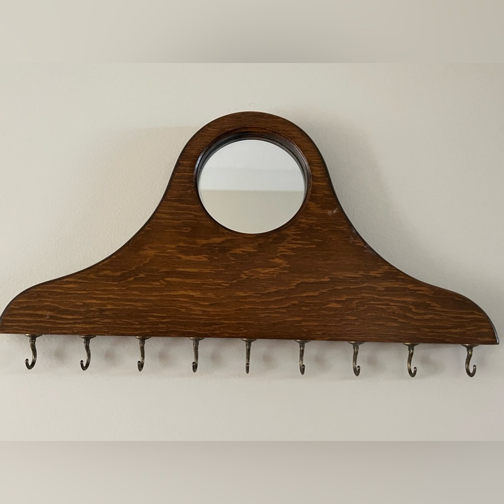 Necklace organizer with mirror, vintage, hand crafted